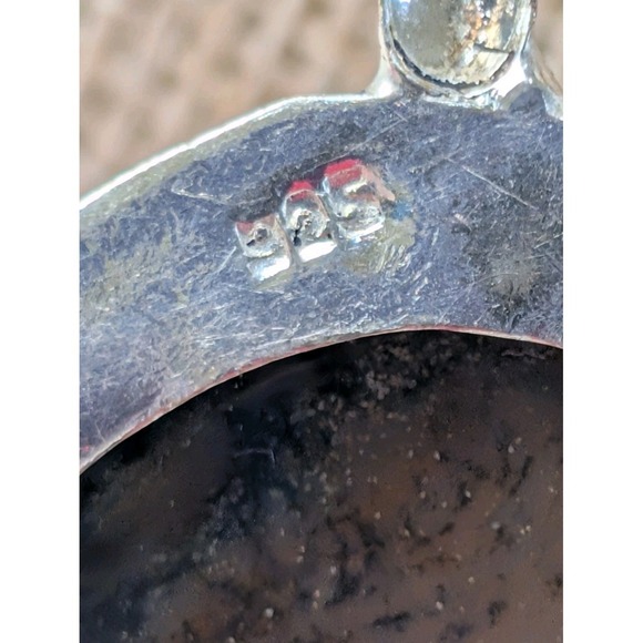 Sterling Silver Jasper Onyx Modern Circle Pendant Necklace 925 Artisan 24" - Picture 5 of 7